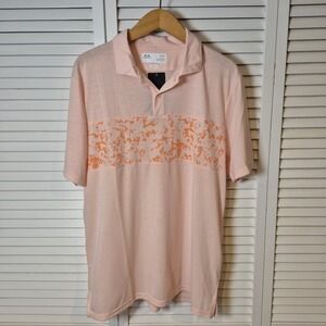Oakley Polo Shirt M Pastel Orange Sand Print‎ Hydrolix Golf UV Protection NWT